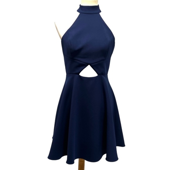 Jay Godfrey Navy Blue Cutout Halter Neck Skater Cocktail Dress Women’s 4 - Picture 14 of 14